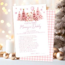 Papier Pink Winter Teddy Bear Bébé maman ou papa Jeu