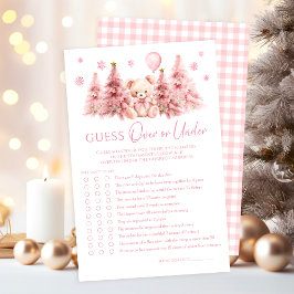 Papier Pink Winter Teddy Ours Bow Baby au-dessus ou en de