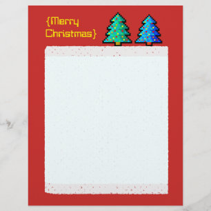 Papier Pixel art arbre de Noël vert avec décorations