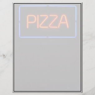 Papier PIZZA Blue et Red Neon Sign