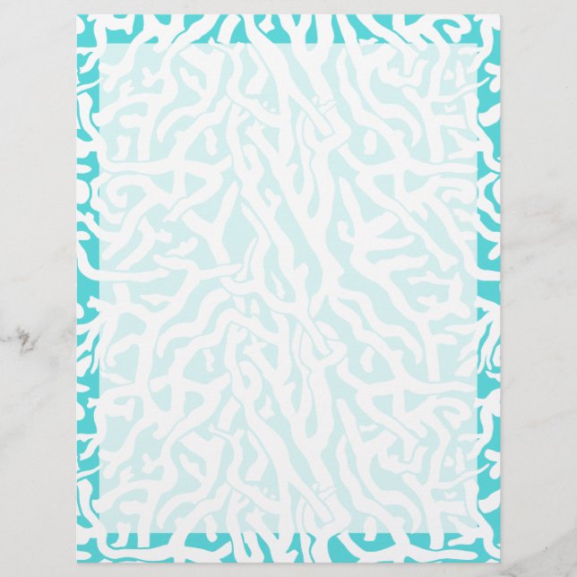 Papier Plage Coral Reef Motif Nautique Blanc Livre bleu (Devant)