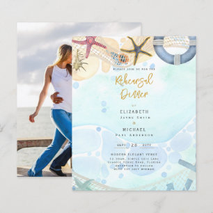 Papier Plage Côtière Photo Répétition Dîner Invitation