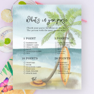 Papier Plage de surf - Que contient votre sac à main pour