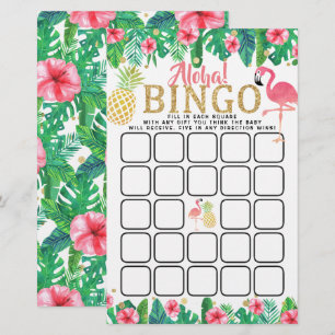 Papier Plage d'été tropical Luau Baby shower filles Bingo