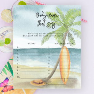 Papier Plage - Nom de la chanson jeu de baby shower