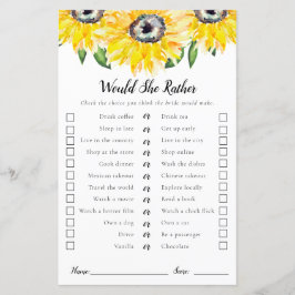 Papier Plairait-elle à Sunflower Fête des mariées jeu