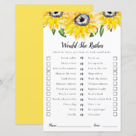 Papier Plairait-elle à Sunflower Fête des mariées jeu