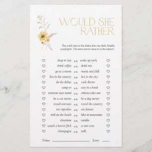 Papier Plairait-elle Boho Sunflower Fête des mariées Jeu