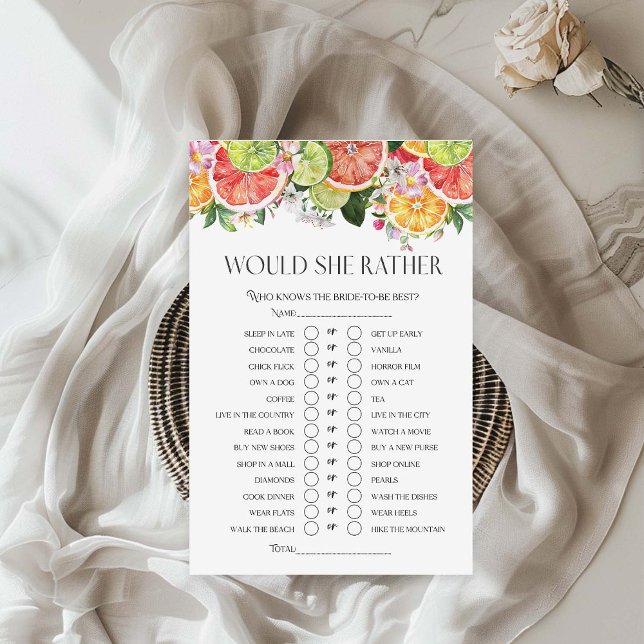 Papier Plairait-Elle Citrus Summer Fête des mariées Game (Créateur téléchargé)