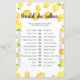 Papier Plairait-elle Fête des mariées Game Lemon