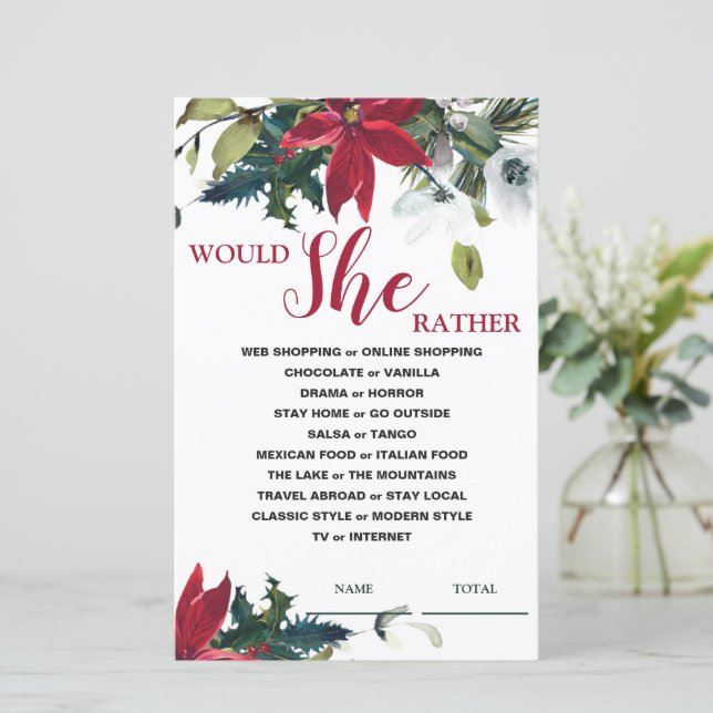 Papier Plairait-elle Noël Poinsettia jeu nuptiale (Debout devant)