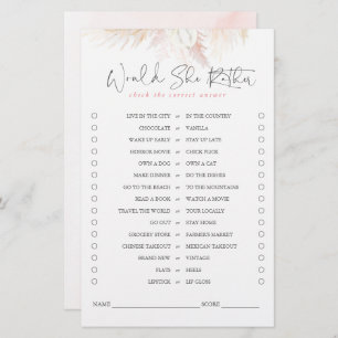 Papier Plairait-Elle Pampas Grass Bride Jeu