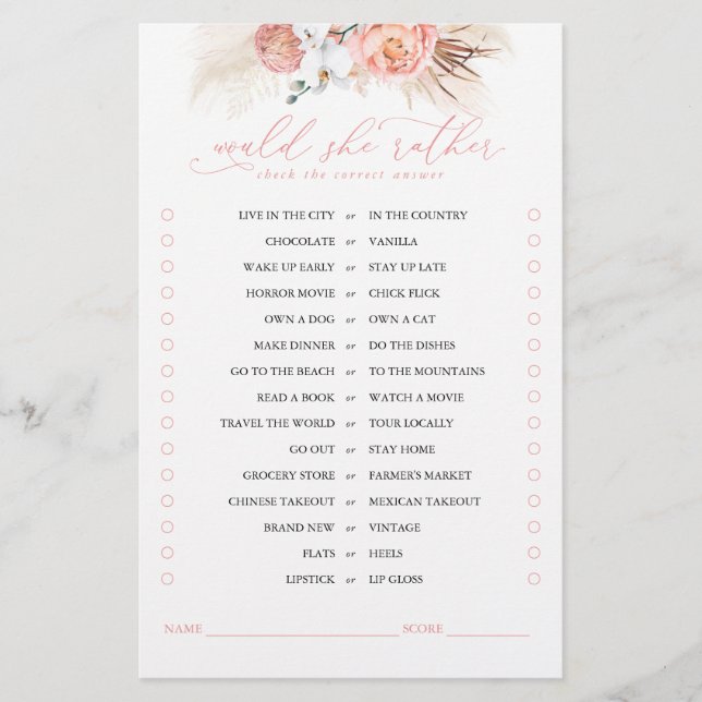 Papier Plairait-Elle Plutôt Rose Floral Jeu Nuptial (Devant)
