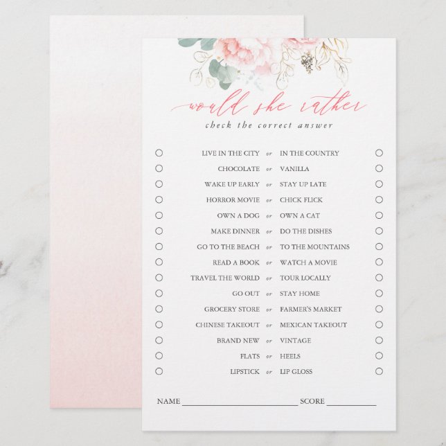 Papier Plairait-Elle Plutôt Vert Floral Rose Jeu De Maria (Devant / Derrière)