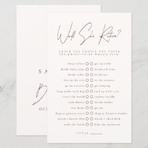 Papier Plairait-elle White Burgundy Fête des mariées Jeu