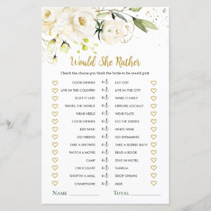 Papier Plairait-elle White Roses Fête des mariées Jeu