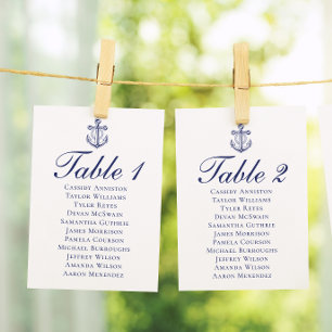 Papier Plan de table de mariage nautique bleu marine ancr