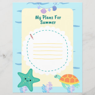 Papier Plan de vacances d'été pour enfants amusants bleu 