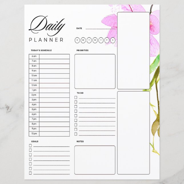 Papier Plan quotidien de bordure florale rose (Devant)