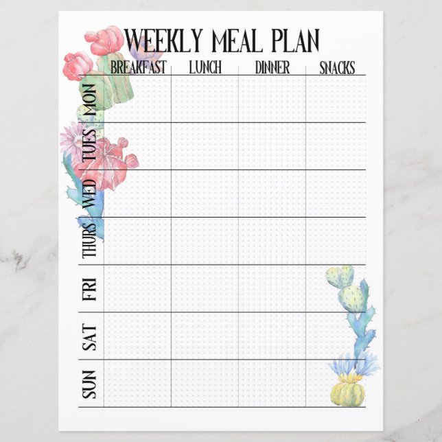 Papier Plan repas organisateur hebdomadaire (Devant)