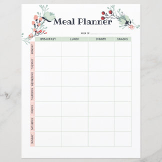 Papier Planificateur de repas hebdomadaire dans un style