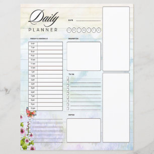 Papier Planificateur quotidien aquarelle collines et fleu
