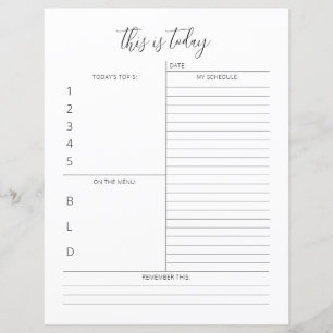 Papier Planificateur quotidien minimaliste calendrier une