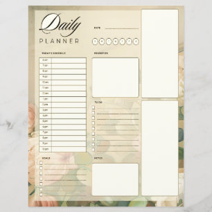 Papier planificateur quotidien rose vintage
