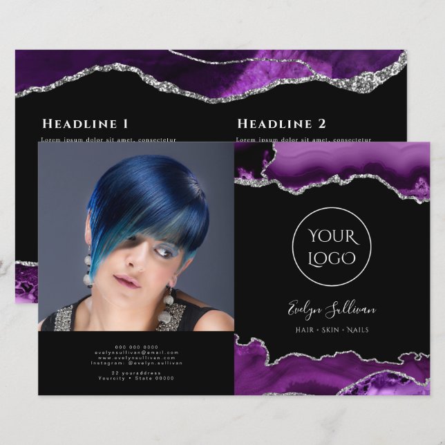 Papier plaquette pliée d'agneau d'argent violet (Devant / Derrière)