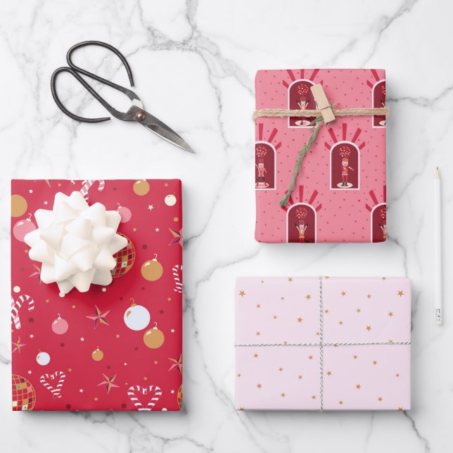 Papier plat Disco Christmas Wrapper Set de 3 (Recto)