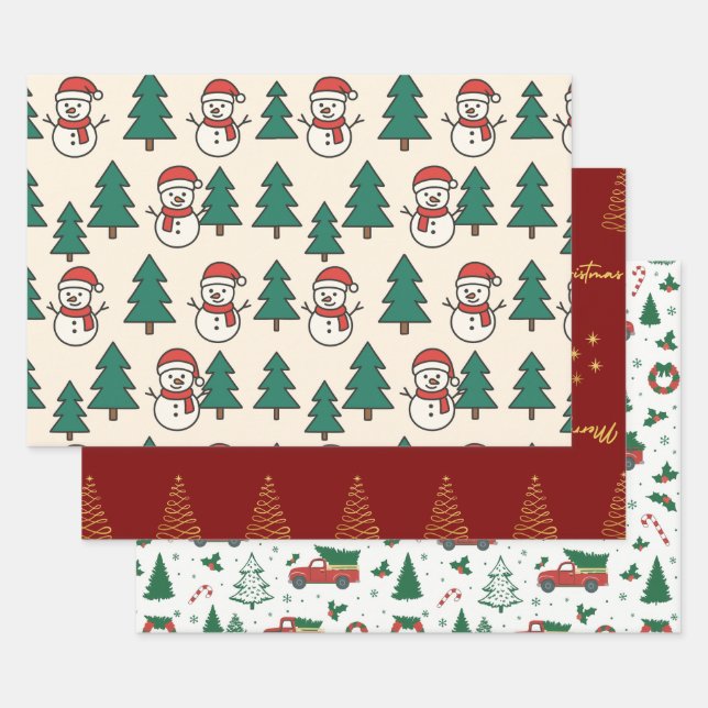 Papier plat Festif Enveloppement de Noël (Lot)