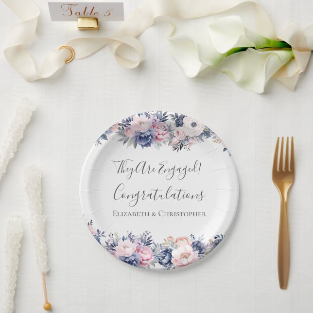 Papier-Platte für die blaurosa Blumenbedeckung Pappteller (Hochzeit)