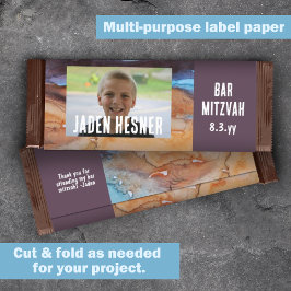 Papier Plum, Bar Beige Mitzvah Custom Candy Bar Wrapper