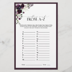 Papier Plum Purple Aquarelle Florale Fête des mariées Jeu