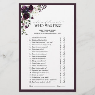 Papier Plum Purple Aquarelle Florale Fête des mariées Jeu