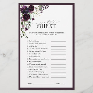 Papier Plum Purple Aquarelle Florale Fête des mariées Jeu