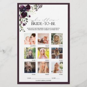 Papier Plum Purple Aquarelle Florale Fête des mariées Jeu