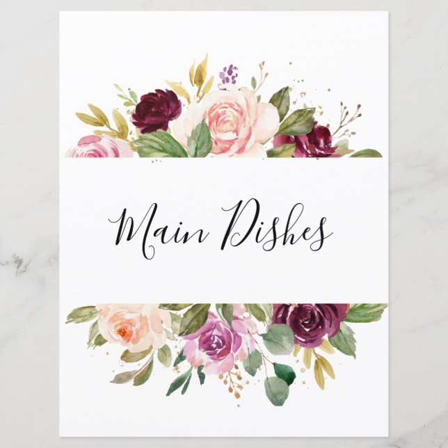 Papier Plum Purple Blush Fête des mariées Recette Divider (Devant)