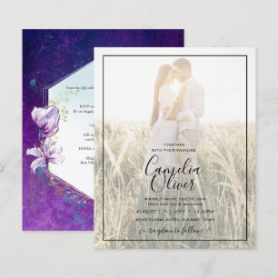 Papier Plum Purple Floral Mariage de superposition photo