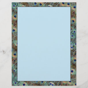 Papier Plumes de queue de paon Design 8,5 x 11 Stationnai