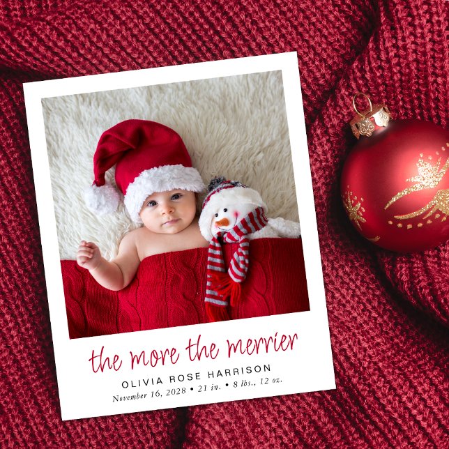 Papier Plus Le Merrier Photo Holiday Faire-part de naissa (A fun and unique way to introduce family and friends to your  baby this holiday season)