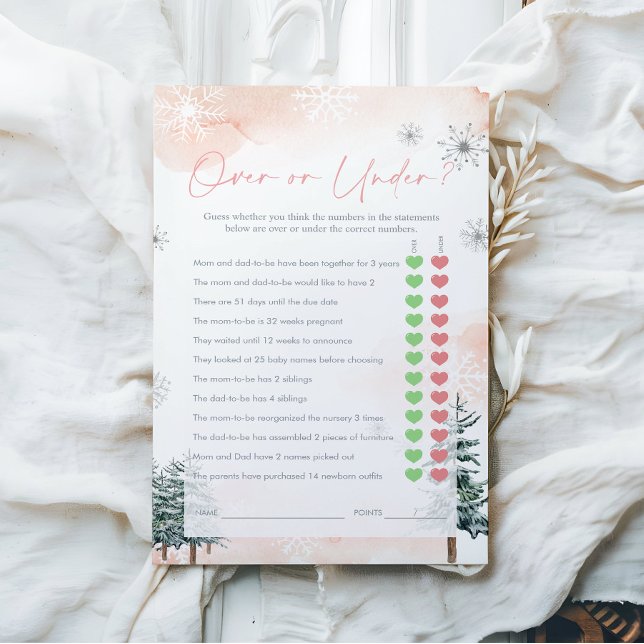 Papier Plus ou moins - Baby shower Jeu thème hiver (Créateur téléchargé)