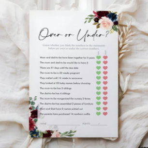 Papier Plus ou moins de jeu, Baby shower floral jeu