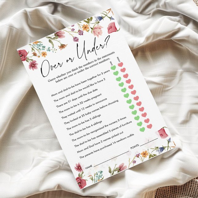 Papier Plus ou moins de jeu | Jeu baby shower (Créateur téléchargé)