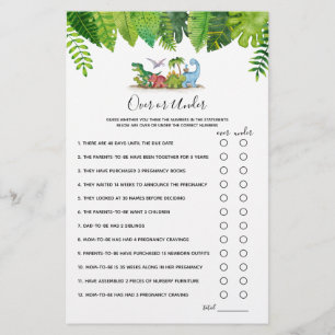 Papier Plus ou moins Dinosaur Baby shower jeu
