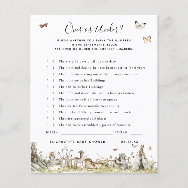 Papier Plus ou moins | Jeu Baby shower (Devant)