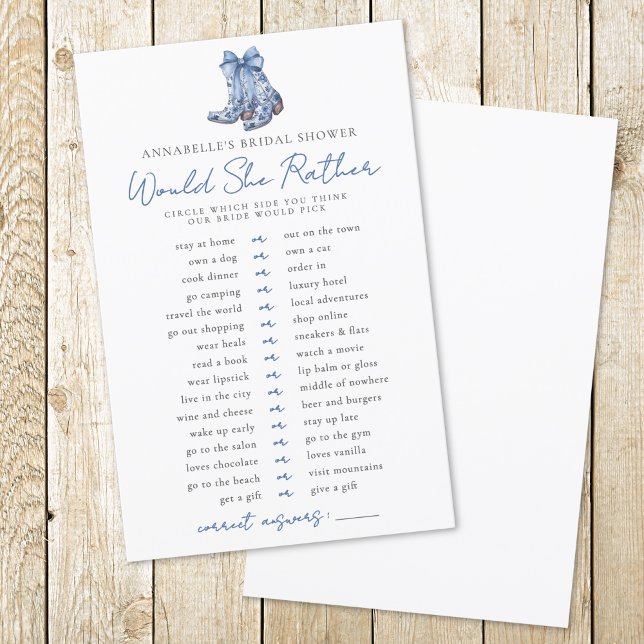 Papier Plutôt Country Bow Cowboy Fête des mariées (Would Rather Country Bow Cowboy Bridal Shower)