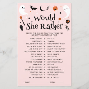 Papier Plutôt Elle Pour Halloween Rose Jeu de Baby Shower