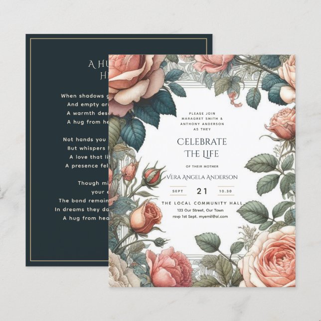 Papier Poème commémoratif de la fête de la vie des Roses  (Devant / Derrière)