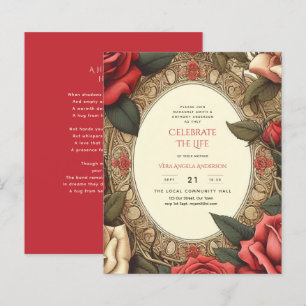 Papier Poème commémoratif de la vie des Roses rouges vint